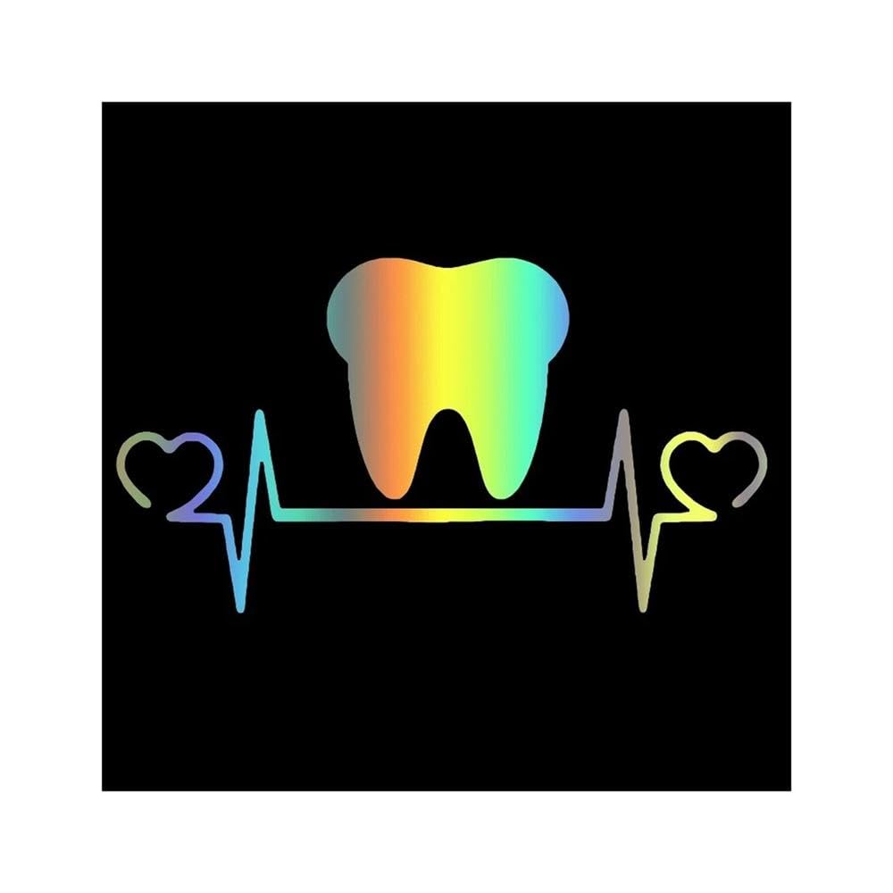 Car Stickers Vinyl Decal Tooth Teeth Lifeline Heartbeat Motorcycle Decorative(Laser)