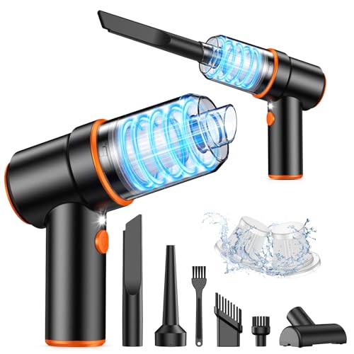 KMM Handheld Car Vacuum Cleaner, 9000PA Vacuum Cleaner & Air Duster, 120W High Power Vacuum Portable Cordless, Hand Held Vacuum Rechargeable with Multi-Nozzles & LED Light for Home, Car, Office