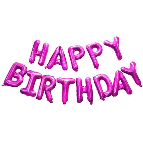Happy Birthday Ballon Fuchsia - GREATRIL Filles Joyeux Guirlande Anniversaire Decoration pour...