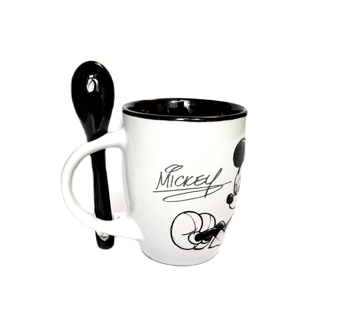 Disney Mickey and Minnie Mouse Sketch Espresso Cup with Spoon