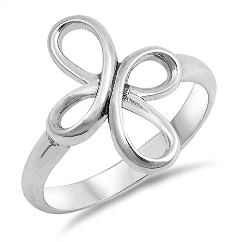 Oxford Diamond Co Sterling Silver Plain Infinity Cross Purity Ring Ring Sizes 7