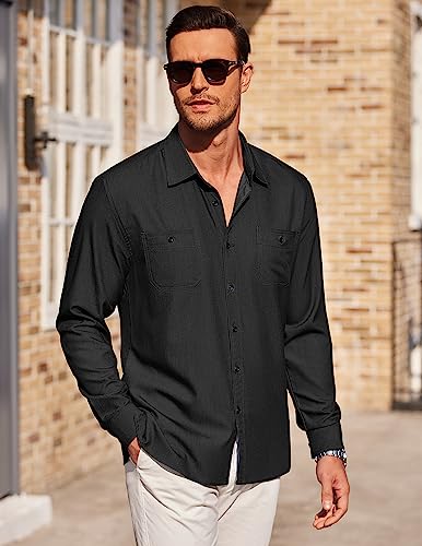 COOFANDY Mens Casual Button Down Shirts Long Sleeve Wrinkle Free Untucked Dress Shirts2
