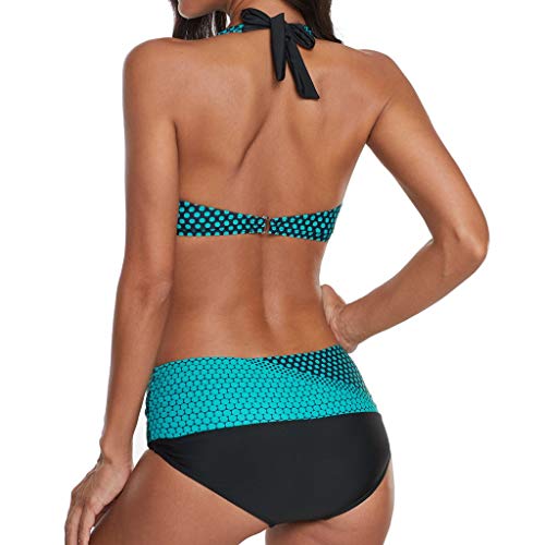 Mujeres Lindo Lunares Traje de baño Sexy Bandeau Bikini brasileño Conjunto Halter Push-up Beach Traje de baño Bikini Tra