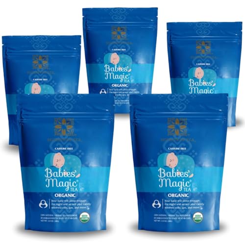 Secrets of Tea Baby Colic Babies' Magic Tea – Organic, Natural, Safe – Calming &amp; Soothing Relief for Baby Acid Reflux, Gas, Colic – Your Baby Will Sleep Thru The Night Guaranteed–100 Count(5 Pack)