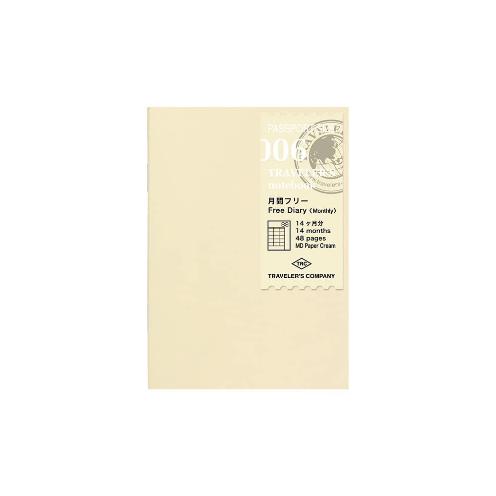 Traveler's Notebook, Refill, Monthly Free, 2 Pack, Passport Size 14326006