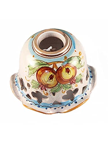 Coppa in ceramica siciliana Santo Stefano di Camastra attacco piccolo E14 ricambio per lampadario lampada applique plafoniera decoro melograni