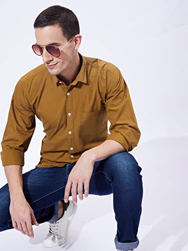 Image of Ben Martin Men's Cotton Regular Collar Shirt with Chest Pocket || Classic Collar, Slim Fit, Casual & Formal Wear || Soft & Breathable Fabric || Full Sleeve Shirt for Men