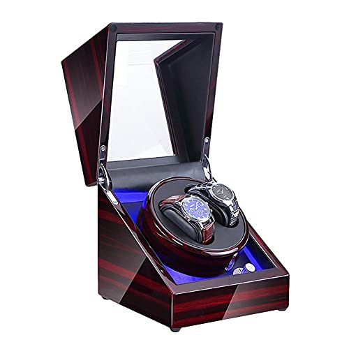 Bobinador de relojes doble con acabado de pintura de piano exterior y luz LED