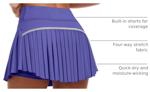 Image of JoyGirl Womens Pleated Tennis Skirt High Waist Golf Skort | Built-in Shorts with Pockets, Mini Athletic Skirt, Breathable, for Tennis Golf Pickleball Workout