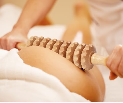 Image of Cellulite Massage Tool Wood Therapy Massage Tools Fascia Blaster Cellulite Roller Lymphatic Drainage Massager Deep Tissue Massage Stick for Legs Thighs Muscle Relief Recovery(White 9-Wheel)