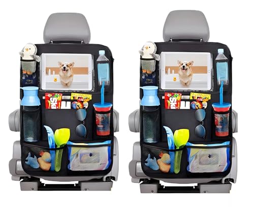 Slivery Color Backseat Car Organizer and Car Seat Protector with Thickest Padding Bundle, Car Travel Accessories