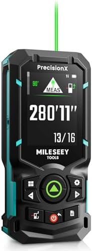 MiLESEEY S50 Green Laser Distance Meter – 400ft Measurement Tool with Level, ±1/16" Accuracy, Ft/in 8 Units, Pythagorean/Area/Volume, P2P, 2.4" Backlit Display, IP54 for Construction, Home