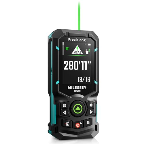 mileseey s50 green-beam laser distance measure - 400ft laser measure p2p side-laser alignment rechargeable 2434 ips backlit display areavolume measurement 8 units indoorampoutdoor