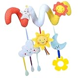 FIXOSHEE スパイラル構造のベビーカーおもちゃ ヶ月 向け な製 吊り下げ感覚 手と目の協調性を育む 新生児用ラトル付き