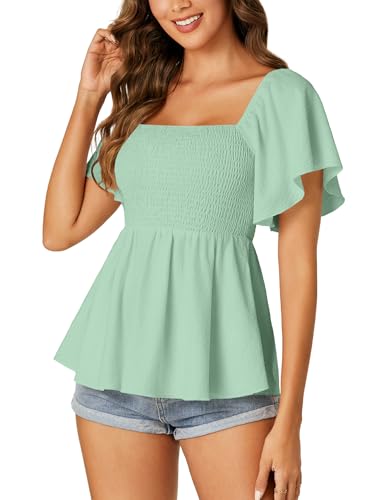 Image of LYANER Women's Square Neck Cute Peplum Top