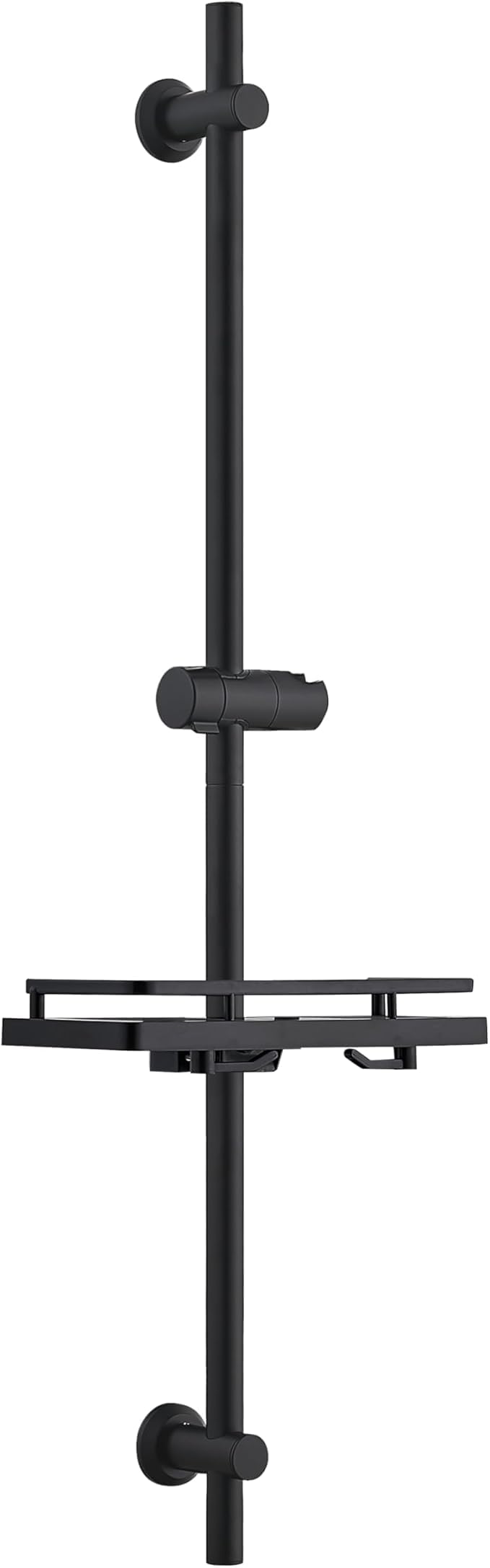 Görbach Barra de Ducha 100 cm de Acero Inoxidable, Columna Sin Grifo con Soporte de Alcachofa y Soportes de pared, Estante Ducha Ajustable en Altura, Negro