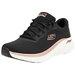 Skechers Women's Arch Fit 2.0 Glow The Distance Slip-On, Black Mesh/Rose Gold Trim, 6 UK