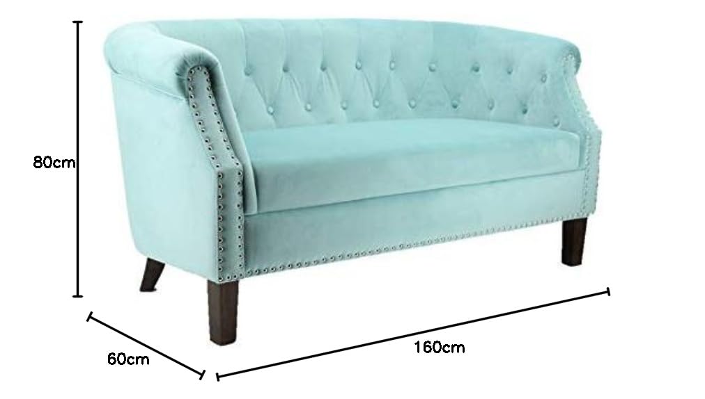 13609 - Divano in velluto turchese, 140 cm