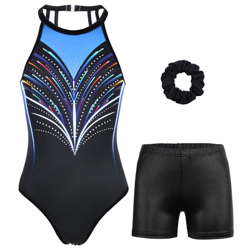 Gymnastics Leotards for Girls With Shorts Clasp Back Activewear