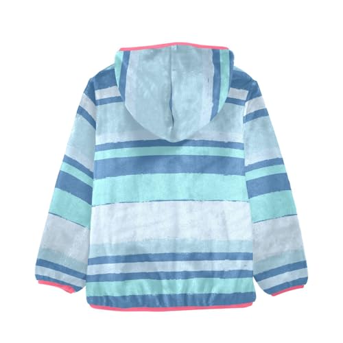 GuoChe Stripes Blue Big Girls Jackets With Sherpa Lining2