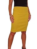 Dehnbar icecoolfashion Strecken Bodycon Bleistiftrock über dem Knie Senfgelb 32-44 (38)