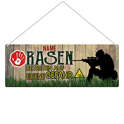 PR Print Royal Gartenschild selbst gestalten - Rasen betreten auf eigene Gefahr - mit Name personalisiertes Metallschild, Geschenk für Gärtner, Outdoorschild aus Aluminium | Wetterfest, 24x9 cm PR Print Royal Gartenschild selbst gestalten - Rasen betreten auf eigene Gefahr - mit Name personalisiertes Metallschild, Geschenk für Gärtner, Outdoorschild aus Aluminium | Wetterfest, 24x9 cm