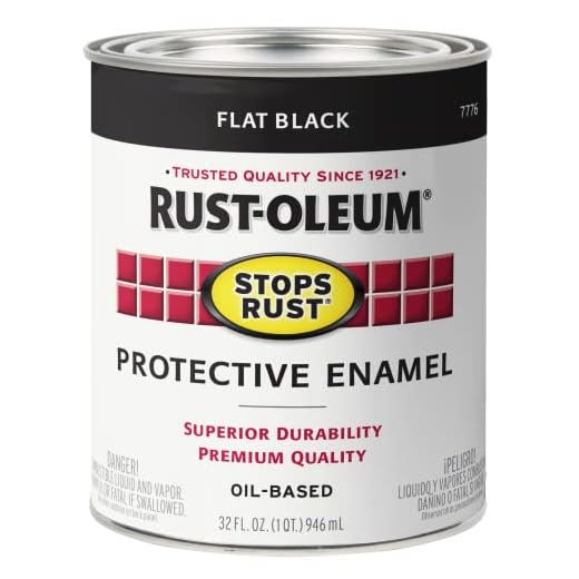 1 qt Rust-Oleum Brands 7776502 Black Stops Rust Protective Enamel, Flat Pack of 1