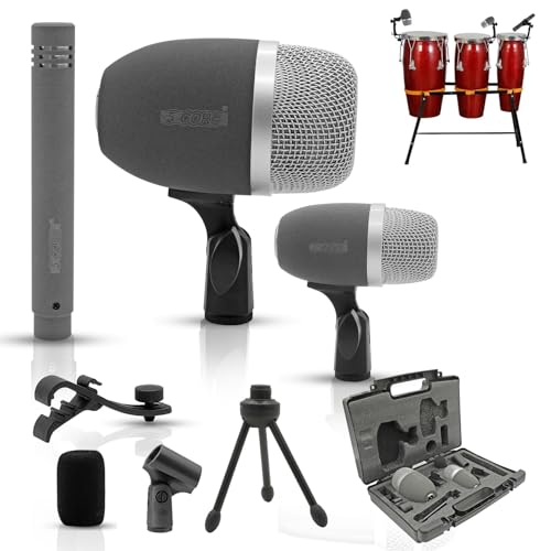 5 CORE Conga Mic Snare Tom Set Professional XLR Cardioid Unidirectional Condenser Instrument Microphone Kit Congo 3XP