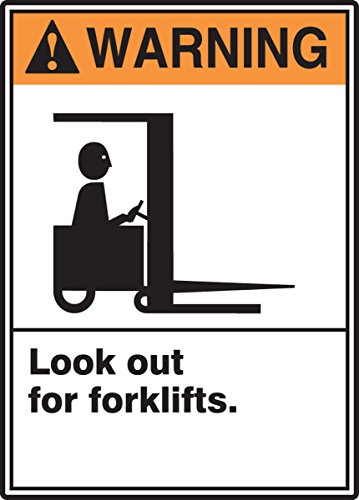 Panneau Warning Look Out for Forklifts Accuform 35,6x25,4 cm