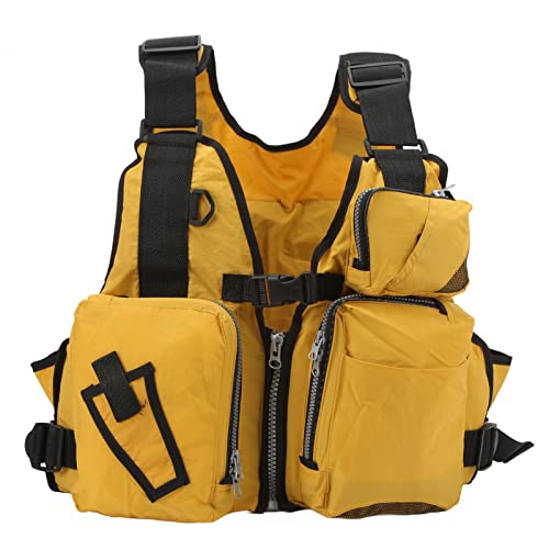 equlup Fishing Vest, Yellow Size Multiple Pockets Lightweight Breathable Vest Portable Chest Pack Fishing Vest Waistcoat Jacket Coat for Outdoor Fishing Activity