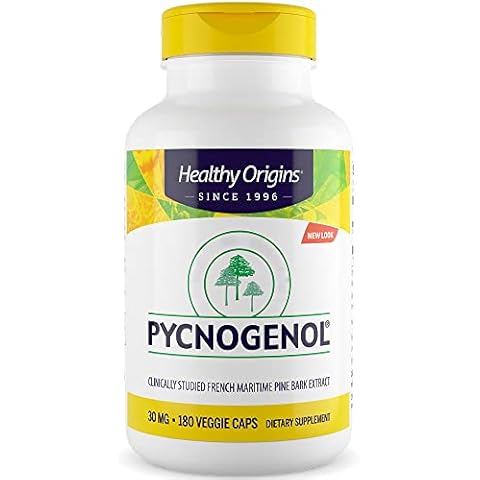 Healthy Origins, Pycnogenol, 30mg, Pine Bark Extract with Procyanidins, 180 Vegan Capsules, Lab-Tested, Soy Free, Gluten Free, Vegetarian, Non-GMO Cover
