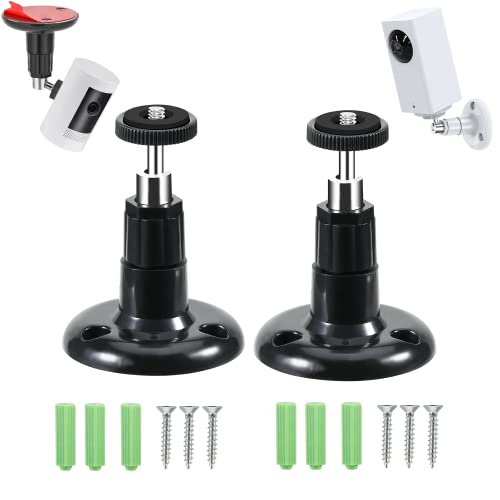 AlfaView 2pcs Soporte de Cámara de Seguridad,Soporte Giratorio 360°,Soporte de Montaje Ajustable para Interiores y Exteriores,con Rosca Estándar de 1/4” para Cámara (Negro)
