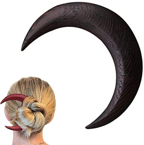 Hand-Carved-Crescent-Moon-Hair-Fork-for-WomenCrescent-Moon-Hair-Fork-Wood-Moon-Hairpin-BarretteMoon-Hair-StickWooden-Hair-Comb-Thick-Hair-Styling-Tool-Accessories-S-Black