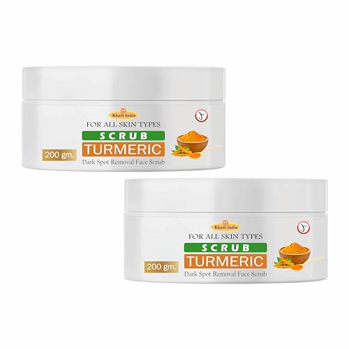 Image of Khadi 100% Pure & Herbal Turmeric Scrub - Glowing Skin & Anti-Inflammatory Face & Body Exfoliator - 400g