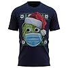 Purple Print House Unisex Sprout Mask Fairisle T Shirt - Funny for Him or Her - Lockdown Christmas Ideas, XL, Navy #3