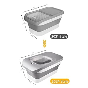 13 Lbs Dog Food Container, Collapsible Dog Food Storage Container with Airtight Lid, Cat Food Storage container Dry Food for Pets, Rice, Cereal, Silicone Pet Bowl and Dog Food Scoop