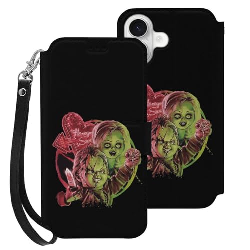 iPhone 16用 ケース 手帳型 チャイルド プレイ チャッキー ホラー映画 Iphone16用カバー アイフォン16 用 ケース スマホケース おしゃれ 人気 財布型 PUレザー 携帯カバー カード収納 スタンド機能