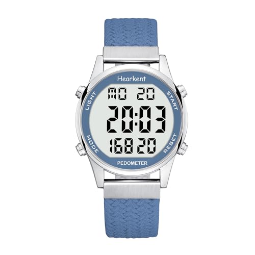 Hearkent Reloj podómetro para Mujer, grabación de calorías y Distancia, Alarma, Cuenta atrás, visualización de la Hora,sin Carga ni aplicación, 2401 (Azul)