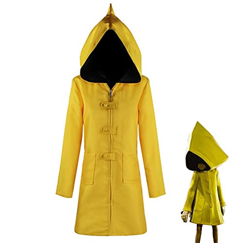 Prevessel Little Nightmares Cosplay Costume Little Six Yellow Hooded Jacket Coat Uniform Cape, Halloween Cosplay Performance Clothing