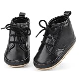  Cheerful Mario Zapatos Primeros Pasos Bebé Niño Niña Suave Cuero de PU Antideslizante Suela Negro 12-18 Meses