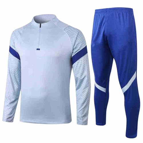 LOXCZI F-C Herren Fußball Trainingsanzug, Trainingsjacke & Hose, Football Club Trikot Herren Langarm-Sportbekleidung,Lauf Fußball Atmungsaktives Sporttraining Fitness Jogginghose Jogginganzug,A,L