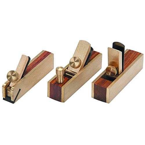 Mini Brass Plane Set 3 Pcs Bullnose I Scraper I Block Planes - Wooden Boxed