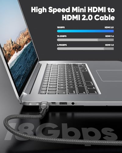 Image of Highwings Mini HDMI to HDMI Cable - 10 FT Black, 4K 60Hz High Speed