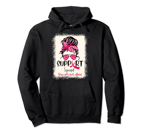 Support Squad Messy Bun Pink Warrior Breast Cancer Awareness Sweat à Capuche