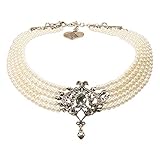 kropfkette Länge 5-reihige Trachten Halskette: ca. 32 cm + 7 cm Verlängerungs-Kette, Trachten-Element mit Strass-Steinen: ca. 3 x 3,5 cm