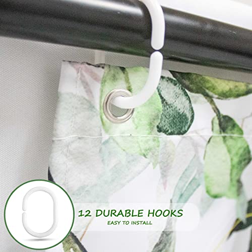 Tcbesto Shower Curtain Sage Green Eucalyptus Shower Curtain For Bathroom 72" X 72" Waterproof Fabric Polyester Green Leaves With Floral Shower Curtain Set #TOP2