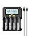 EBL 18650 Battery Charger with Discharge & Testing Functions, Universal Battery Charger for 3.6V/3.7V/3.85V Li-ion/INR/IMR/ICR/3.2VLiFePO4, 1.2V Ni-MH/Ni-CD Rechargeable Batteries