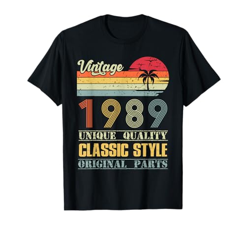 Vintage Birthday Gift Classic Born In 1989 Original Parts Camiseta
