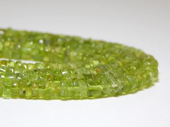 Peridot perles heishi rondelle en pierre naturelle 4x5.1mm pour fabrication de bijoux artisanaux