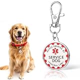 Service Dog Tag Double Sided with Federal Protection Red Medical Alert Symbol, Emotional Support ESA Medical Alert Collar Accessory Durable Stainless Steel Service Animal Tag Easily Attach to Collar
